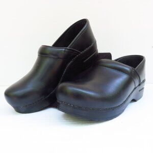 Dansko Pro Clogs Womens 38 US 8 Narrow Black Cabrio Leather Slip On Shoe Classic
